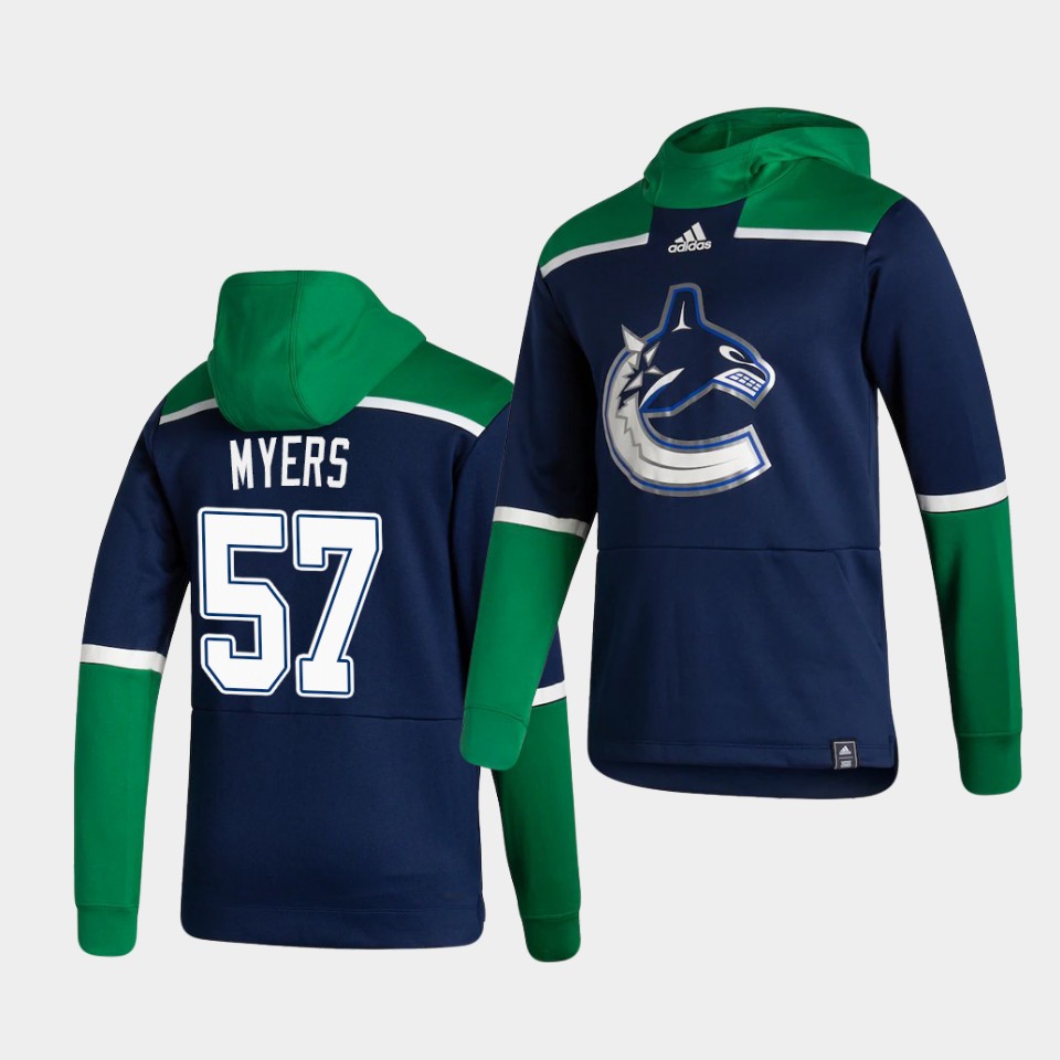 Men Vancouver Canucks #57 Myers Blue NHL 2021 Adidas Pullover Hoodie Jersey